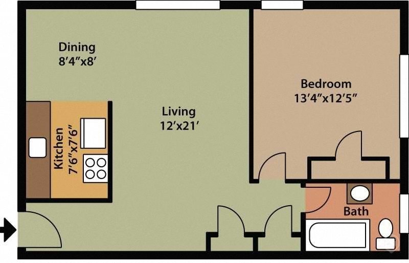 1 Bedroom Deluxe Floor Plan